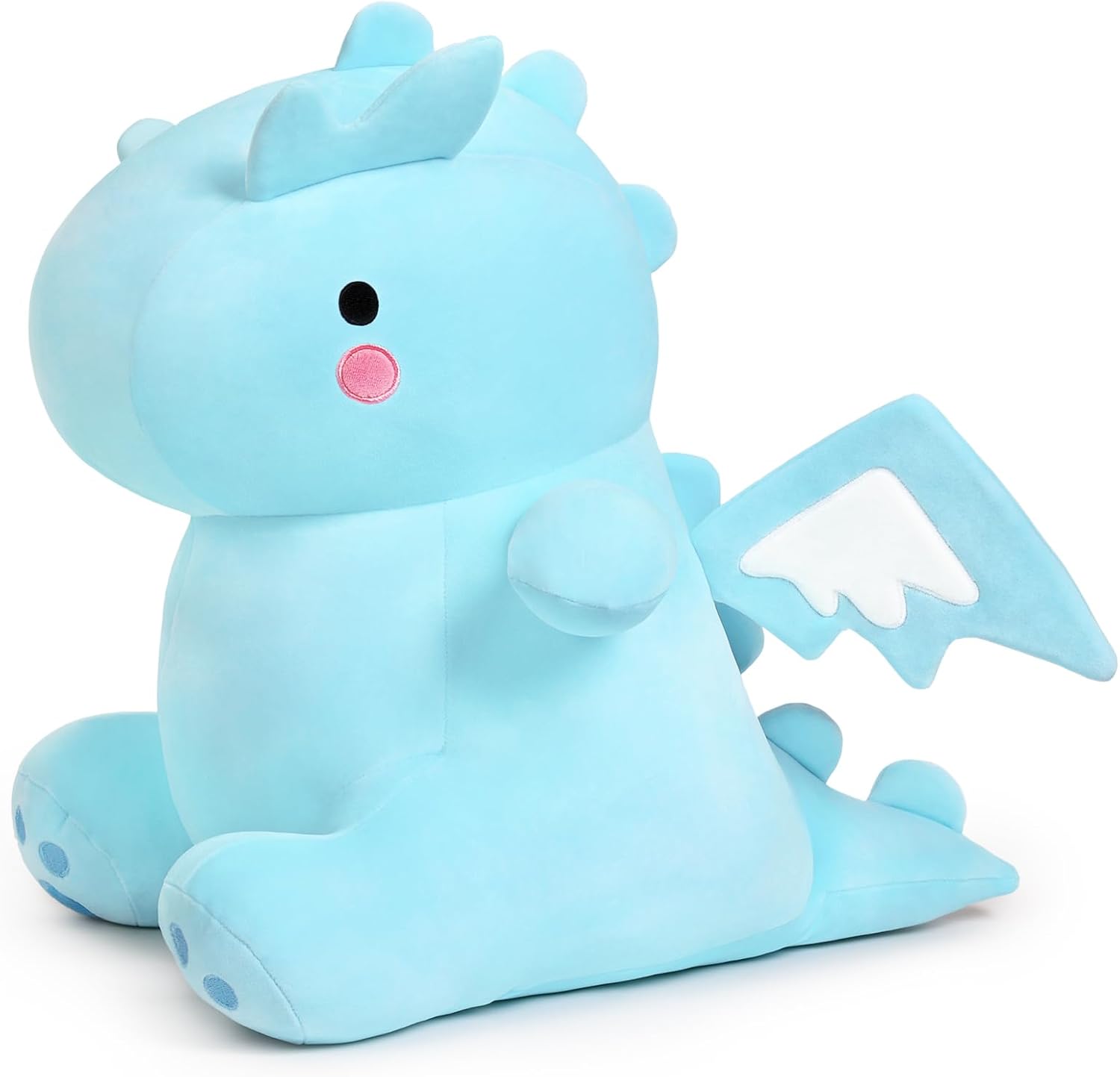 11.8 Cute Dinosaur Plush Toy Soft Plushie Figure Toys, Fat Dino Stuffed Animal Dolls, Squishy Plush Pillow for Anxiety Relief, Birthday Gifts for Kids Girls Boys, Sky Blue