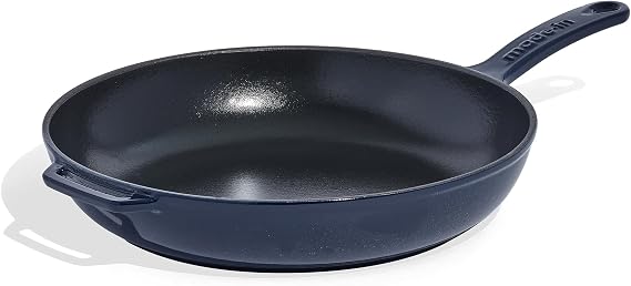 Made In Cookware - Enameled Cast Iron Skillet (Blue) - Exceptional Heat Retention & Durability - Professional Cookware - Crafted in France - Induction Compatible