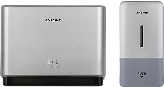 anydry Wall Mounted Paper Towel Dispenser (Folded Size 10"x3.1" or Smaller) and Liquid Hand Soap Dispenser, Perfect for Home & Business Model AD1006 & AD5101 Silver
