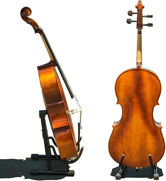 Paititi PTTCE201T Ebony Fitted Oil Finish Solid Wood Cello with Soft Case, Bow, Rosin, Stopper and Mute