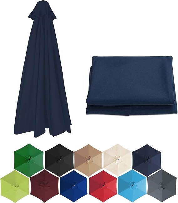 LTSRLL Garden Umbrella 8 Rib Replacement Canopy|230cm/7.5ft Sun Umbrella Replacement Cloth|Market Table Umbrella Canopy Cover (Canopy Only)(Color:Navy Blue)