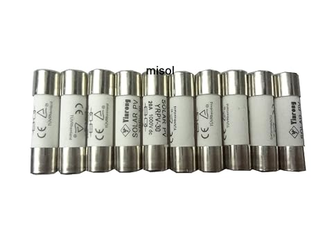 MISOL 100 Units of PV Solar Fuse 20A 1000VDC fusible 10x38 gPV