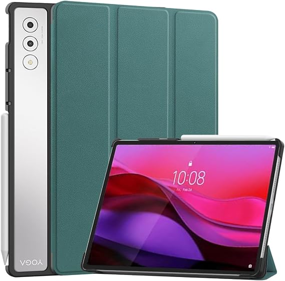 Kepuch Custer Case Compatible for Lenovo Yoga Tab Plus, Yoga Pad Pro TB-520FU 12.7",Ultra-Thin PU-Leather Hard Shell Cover - Green