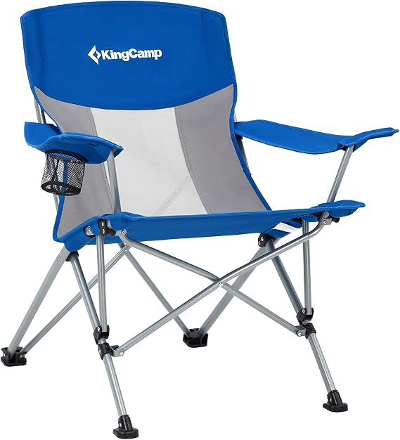 KingCamp Camping Chair, Heavy Duty 500lbs Folding Couch for Adults, Padded Comfortable Sofa Seat with Cooler Bag Cup Holder for Outdoor Sports Fishing Patio Lawn