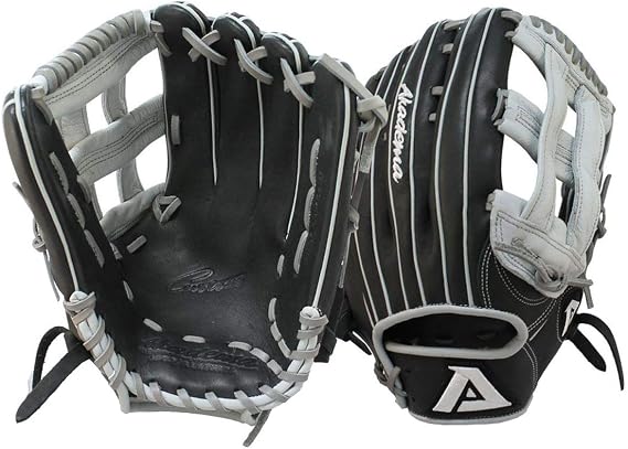 Akadema Prosoft Elite Series Baseball Outfielders Gloves, Black/Silver, Left Hand, 12.75 Inches