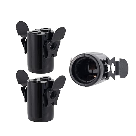 E17 Intermediate Base Lamp Holder,TWDRTDD Snap-in US Standard Keyless Phenolic Socket for E17 Chandelier Base Bulbs (Spring Clip,Pack-3)