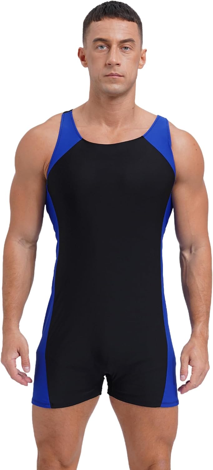 Jugaoge Mens Swimming Swimwear One Piece Surfing Swimsuit Wrestling Singlet Bodysuit Shorty Wetsuit