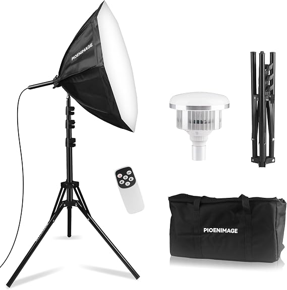Softbox Lighting Kit, Softbox Photography Lighting Kit | 21.6in Octagonal Softbox with PET Fabric, Light Tripod, 85W 2700K-6500K LED Bulb, Studio Lights for Portrait, Video Recording