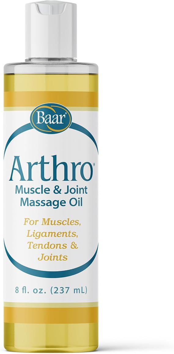 Baar Arthro Muscle & Joint Massage Oil, 8 oz | Smooth massage oil, easy glide, topical body massage, convenient bottle
