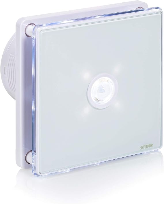 STERR White Bathroom Extractor Fan 100 mm With LED + PIR Inline - Fan for Bathroom