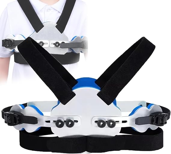 COYEUX Pectus Carinatum Orthosis Brace, Pigeon Chest Correction Support, High-Strength Aluminum Alloy Brace with Wide Adjustable Straps, for Childs Ribs Valgus Correction