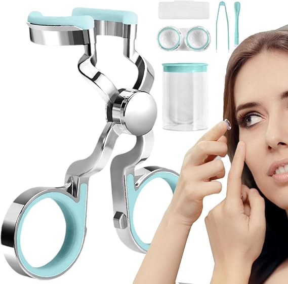 Contacts Lens Wearing Aid Tool, Lens Applicator Tool, Tweezers, Case and Plunger Suction Cup Remover