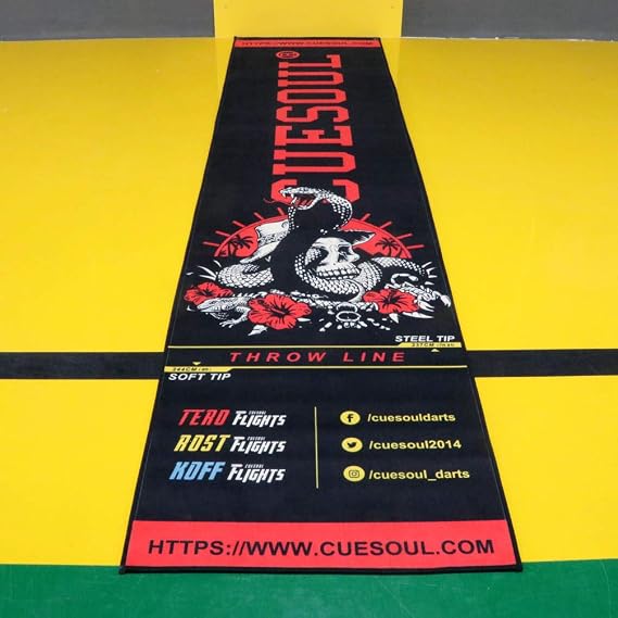 CUESOUL Heavy Duty Darts Mat Includes Both Official Soft & Steel Tip Throwline
