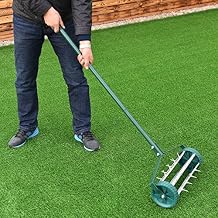 Casart Heavy Duty Rolling Lawn Aerator, 18-inch Rotary Spike Soil Aeration with a Handle, Great for Garden and Yard