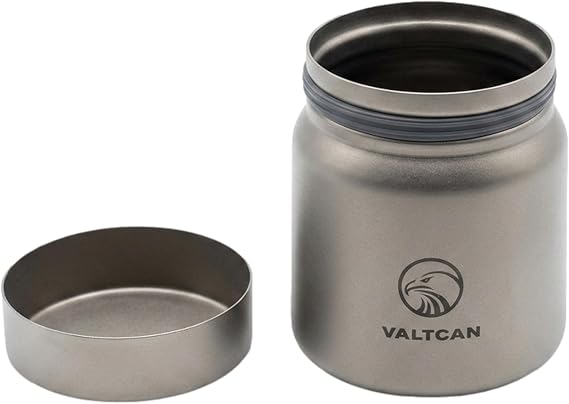 Valtcan Titanium Canister 220ml Press-Fit Lid, Grade 1 Pure 48g Ultralight, Storage Jar for Tea Coffee Spices Salt Toothpicks, No Plastic No Coatings, Camp Kitchen