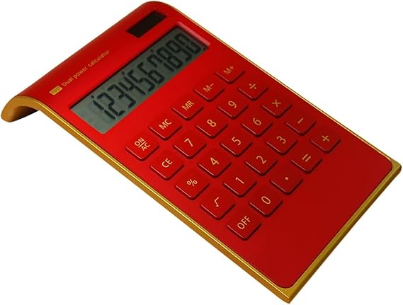 Scientific Calculator Calculators Desktop Calculator, Solar Energy Portable Mini Keyboard Dual Power Supply(Wit)(Red)