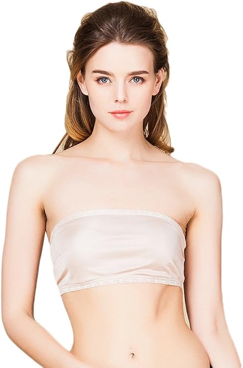Women's Silk Strapless Non-Padded Bandeau Solid Color Tube Tops