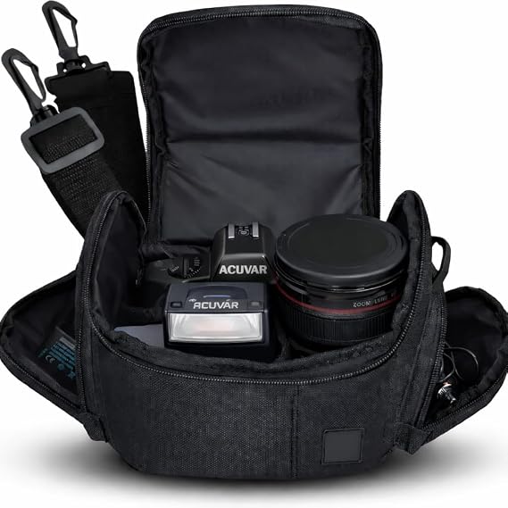 eCostConnection Medium Camera Bag Case Soft Padded Camera Equipment Bag for DSLR & Mirrorless Cameras, Fits Nikon Canon Sony, Protective Shoulder Carry Bag