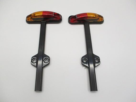 C2W Trailer Fender Marker and Clearance Lights | Red and Amber LEDs, Black Base, Pair