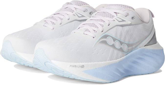 Saucony Women's Triumph 22 Running Shoe, White/Ice melt, 5.5 Medium