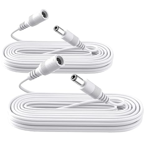 2 Pack 10ft 3M DC Power Extension Cable, Premium Pure Copper DC 12V Power Adapter Extension Cord 5.5mm x 2.1mm for CCTV Security Camera/Router/LED Strip Light/Printer/Monitor and More-White