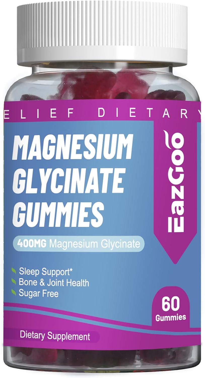 Magnesium Glycinate Gummies 400mg with L-Threonine 200mg - Sugar-Free Magnesium Potassium Supplement with Vitamin D, B6, CoQ10 for Muscle - 60 Mixed Berry Flavored Gummies