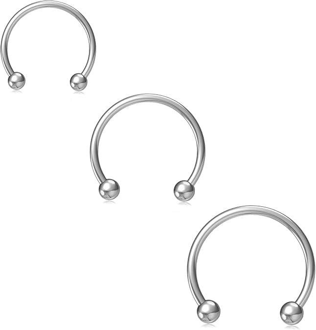 NZDLM Horseshoe Hoop Nose Rings Cartilage Earring Nose Septum Nose Nostril Stainless Steel Bull Nose Ring for Women Girls Men