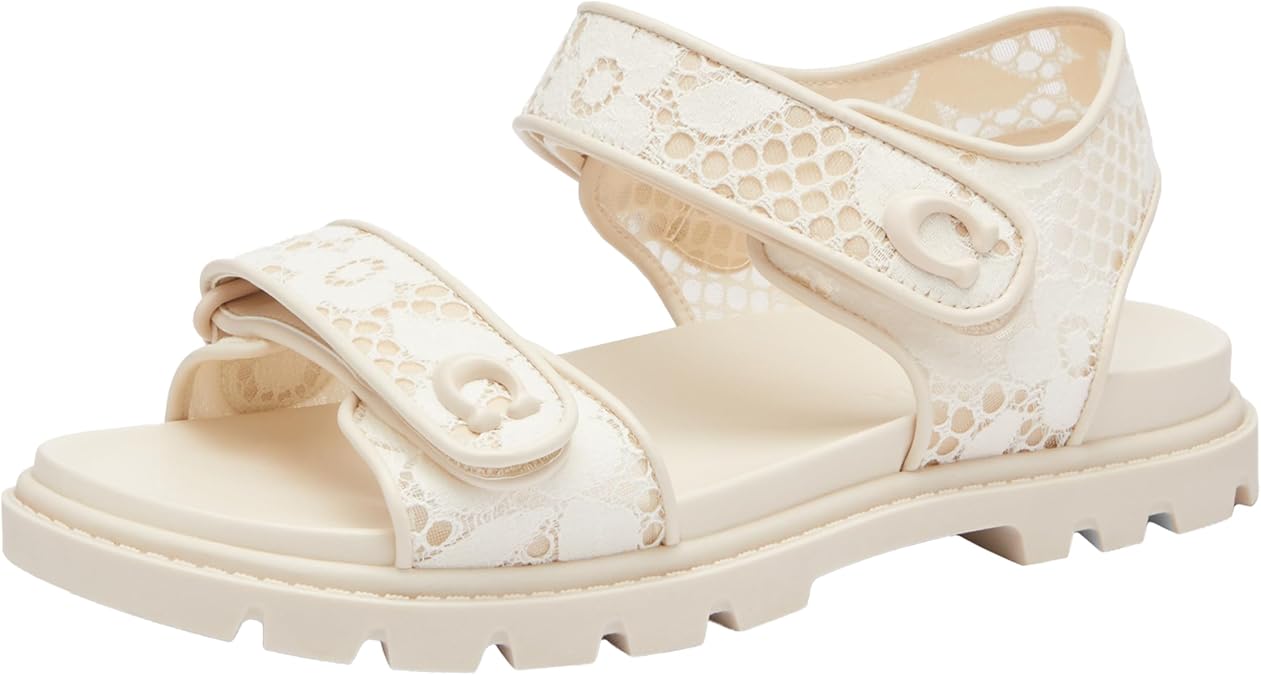 Coach Women's Brynn Sandal Platform, Chalk Lace. , 23.0 cm