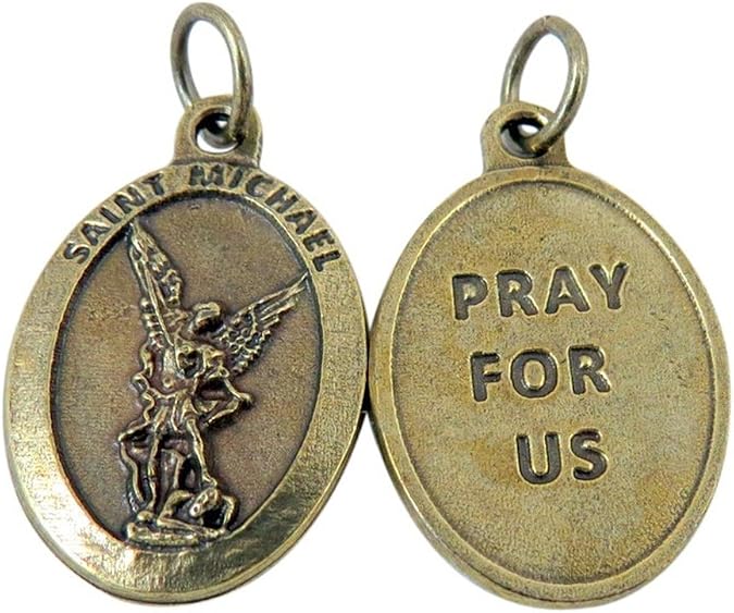 Religious Gifts Bronze Tone Saint Michael the Archangel Pray for Us Medal, 1 Inch