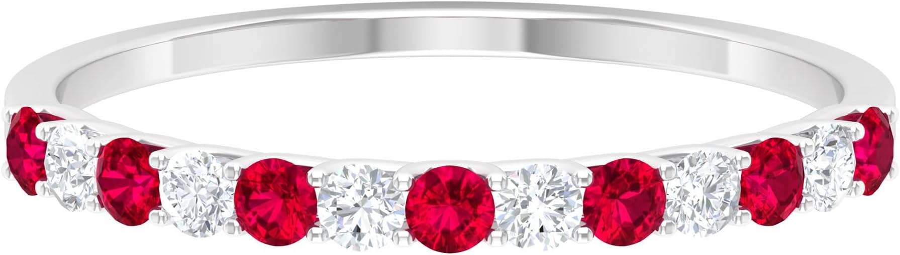 Natural Ruby Diamond Eternity Wedding Ring For Women, AAA Quality