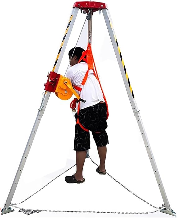 Rescue Equipment Sewer Rescue Tripod Confined Space Rescue Tripod, Sewer Rescue Tripod with Safety Self-Locking Device, Emergency Firefighting Rescue Rope System for Traditional Confined Spaces(1800lb