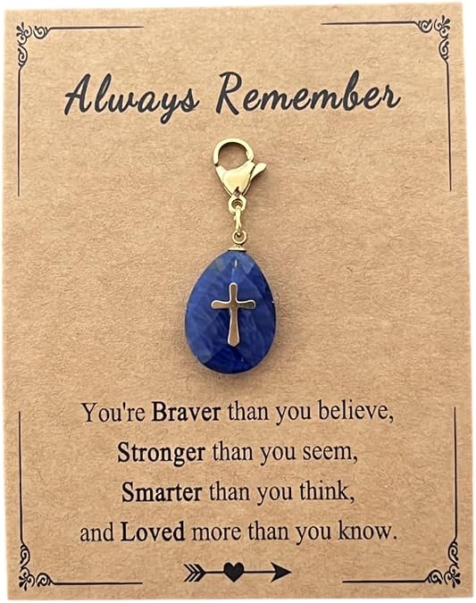Cross Nature Stone Clip on Charms Waterdrop-shaped Charms with Lobster Clasp for DIY Necklace Braccelet