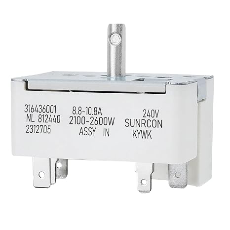 316436001 Range Switch Surface Burner Control Switch Compatible with Frigidaire/Kenmore Stove Electric Range Switch Replace 316021501, 5304506425, 1155395