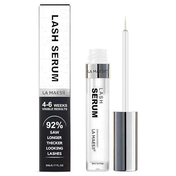 LA MAESII Lash Serum, Eyelash Growth Serum with Advanced Formula, Eyelash Enhancing for Longer Thicker er Looking Lashes, Vegan & Cruelty-Free for Sensitive Eyes (5mL)