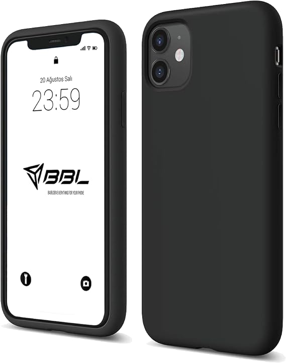 Babylonian iPhone Case Thin Liquid Silicone 3 Layer Fully Coated Soft Gel Rubber Case Cover (Black, iPhone 12/12 Pro)