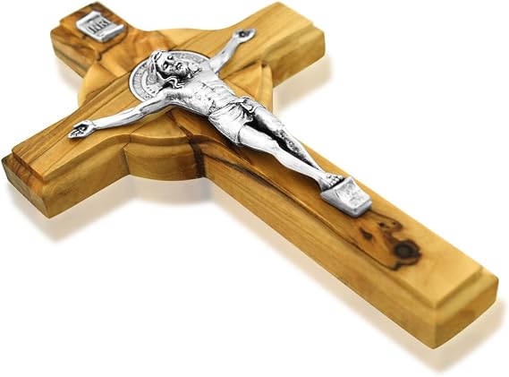 St. Benedict Olive Wood Crucifix Cross (10 INCH)