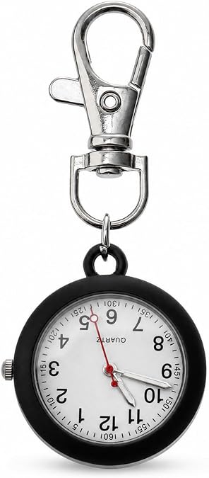 balacoo Clip On Pocket Watch - Nurses Watches for Women, Portable Badge Watch, Unisex Digital Hanging Clip for Nurses Doctors (Black)