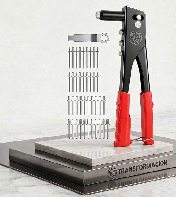 Transformacion Profesyonel Perçin Tabancası Seti - 40 Yedekli Perçin ve Değiştirilebilir 4 Uçlu Çelik Gövde 425303