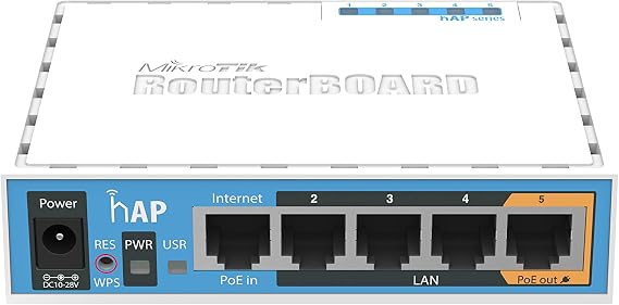 Mikrotik RouterBoard RB951Ui-2nD hAP Homes or Offices 2.4GHz Access Point 5-Ports PoE OSL4 USB for 3G/4G