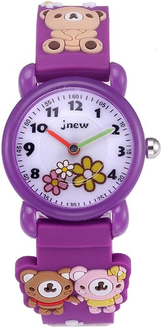 Boy's Girl's Watch,Kids 3D Cartoon Japanese Quartz Silicone Kids Watch, Age 3-10 Toys for 3-15 Year Old Boys Girls Birthday Present for Kids - Best Gifts (Bea Purple)
