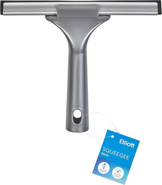 Elliott Multi-Purpose Window Squeegee perfect for streak free cleaning on Windows, shower screens, cars and mirrors, Aluminium frame housing a 20cm rubber squeegee with an ergonomic Grey Handle.