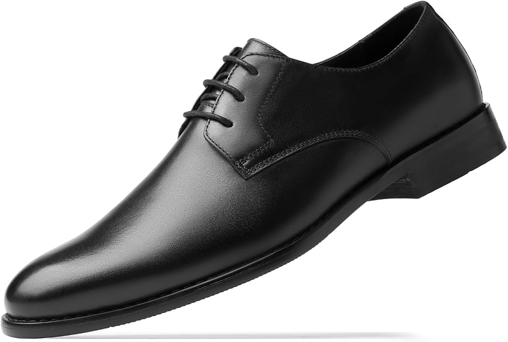 HEEZ Men's Dress Shoes Genuine Leather Oxford Formal Shoes for Men | Plain Toe Derby, Wingtip Brogue, Wedding Church Business