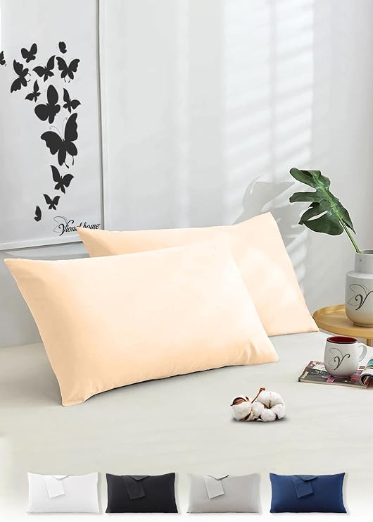 Vionel Home Pamuklu 2'li Kapaklı Yastık Kılıfı 50x70 cm - Yumuşak ve Nefes Alabilir (Antrasit)