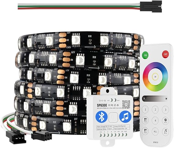 BTF-LIGHTING WS2814 IC RGBW RGB+Warm White (Similar WS2812B) Addressable DC12V 16.4FT 60LED/m 20pixel/m 4 Colors in 1 LED Strip IP65, 2.4GHz RF Remote RB3&SP630E Bluetooth Controller Kit(No Adapter)