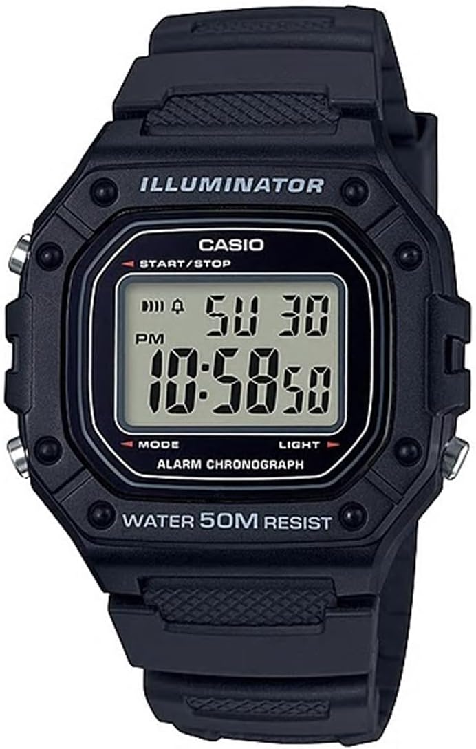 Casio STANDARD DIGITAL Casio Standard Digital W-218H-1A Wristwatch Mens Womens Cheap Casio Digital Black Black Parallel Import