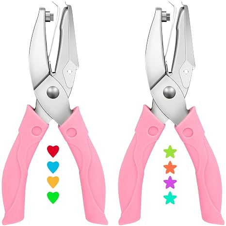 2 Pack Heart & Star Shaped Hole Punch, Cute Single Punch Card Puncher Set