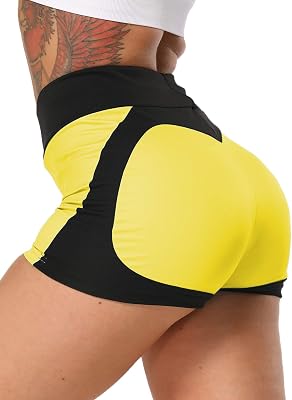 SEASUM High Waist Lounge Yoga Shorts for Women Butt Lifting Workout Sports Gym Shorts Dance Costume Outfits Booty Clubwear S