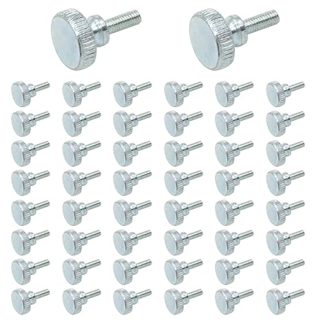 50 Pieces Flat Knurled Head Fully Threaded Thumb Screws Bolts Fastener, Thumbscrew Threaded Knurled Grip Knobs Thumb Screw (M3X8)