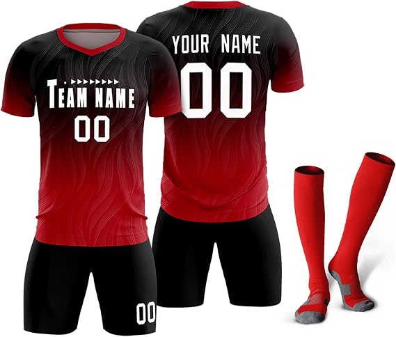 KXK Custom Soccer Jersey Shorts Team Uniform for Mens Personlized Athletic Soccer Shirts with Team Name Number Logo