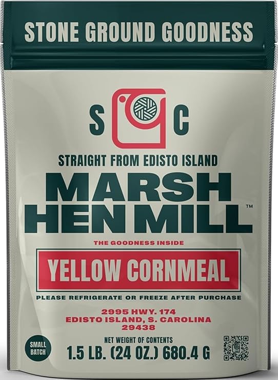 Marsh Hen Mill Stone Ground Yellow Cornmeal | Premium Heirloom Corn Flour | All Purpose Flour For Baking & Cooking | Consistent Results | Grown on Family Farm | Stone Ground Cornmeal | 24 Oz Pack